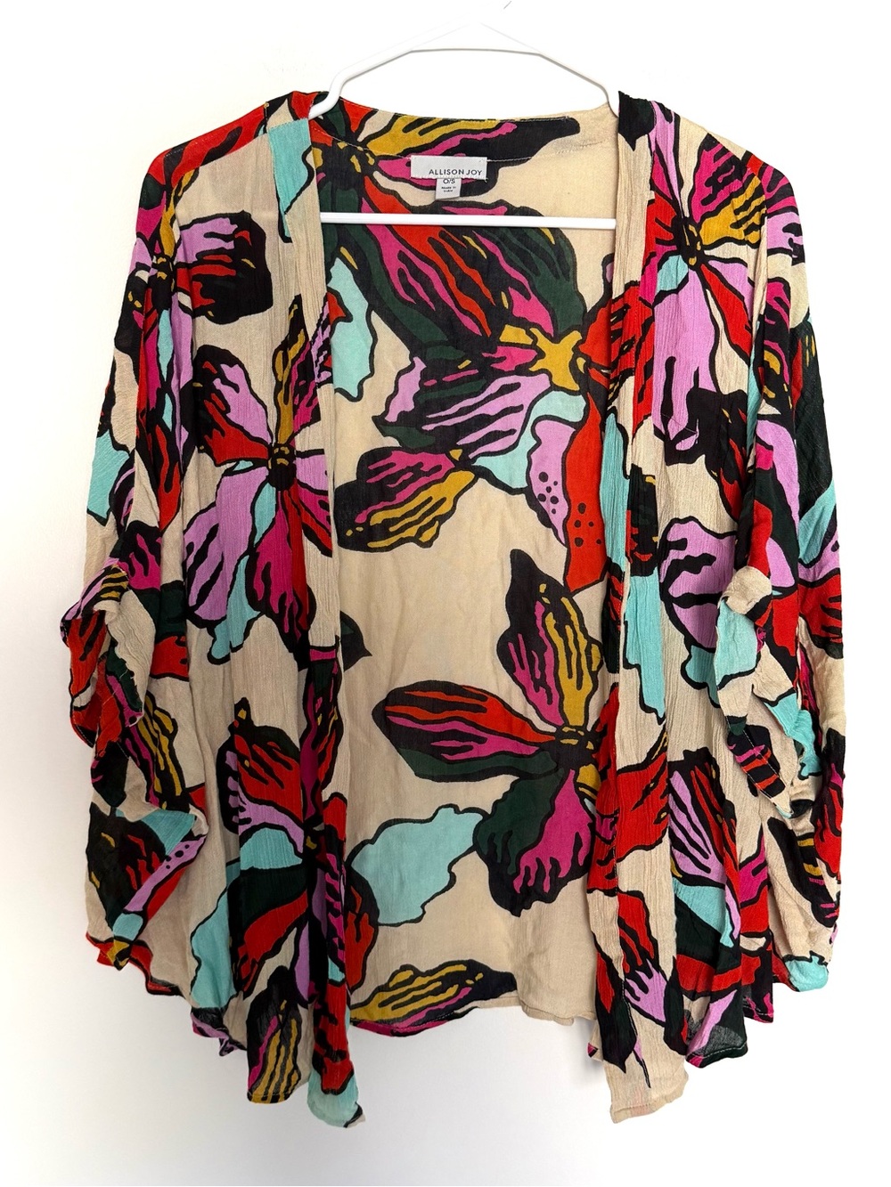 Allison Joy Colorful Floral Open-Front Women's Cardigan